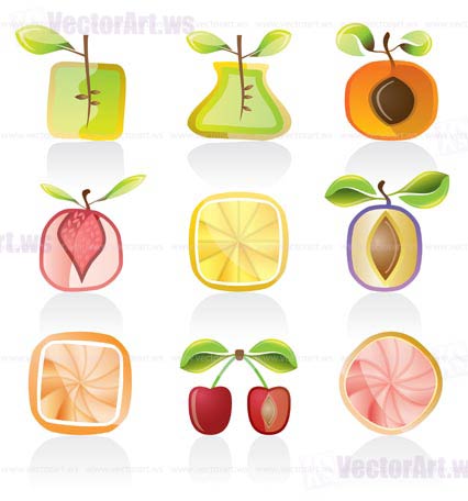Abstract  fruit icons - vector icon set