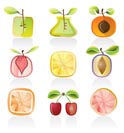 Abstract  fruit icons - vector icon set