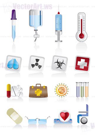 collection of  medical themed icons and warning-signs - vector icon set