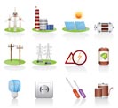 Electricity and power icons - vector icon set