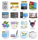 bank, business, finance and office icons - vector icon set