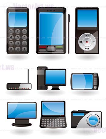 Hi-tech equipment icons - vector icon set