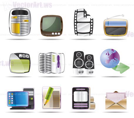 Media and information icons - Vector Icon Set