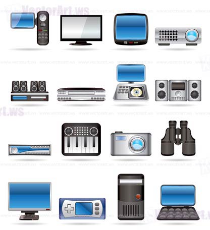 Hi-tech equipment - vector icon set 2