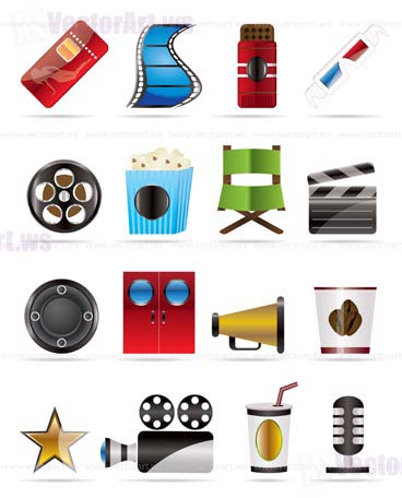 Cinema and Movie - vector icon set