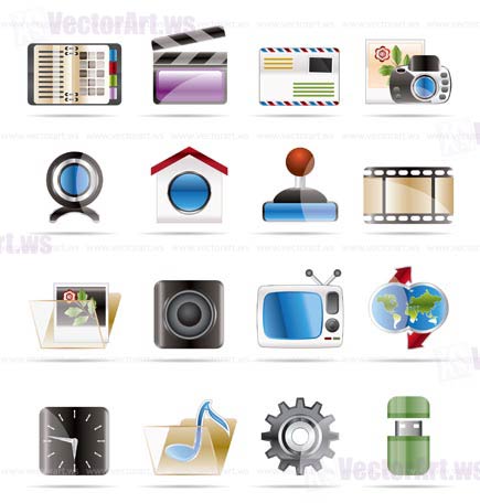 Internet, Computer and mobile phone icons - Vector icon set