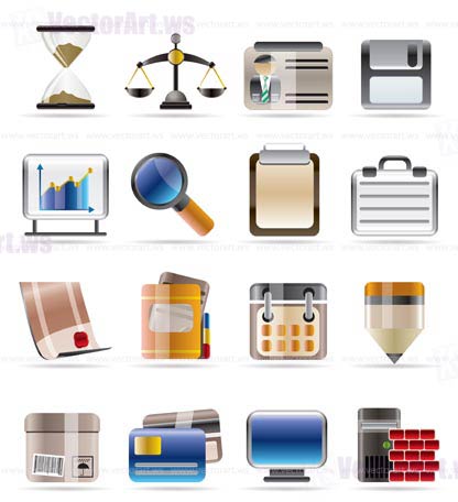 Realistic Business and office vector icon set