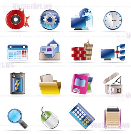 Computer, mobile phone and Internet icons -  Vector Icon Set