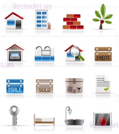 Realistic Real Estate icons - Vector Icon Set