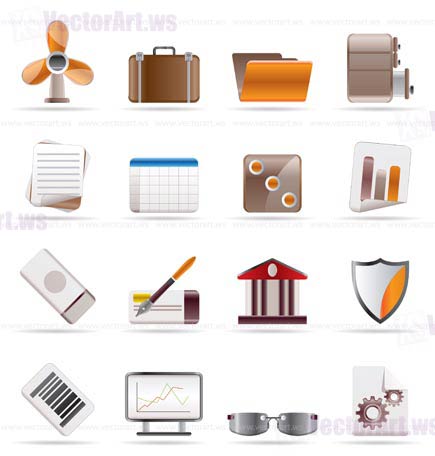 Realistic Business and Office Icons - Vector Icon Set 2