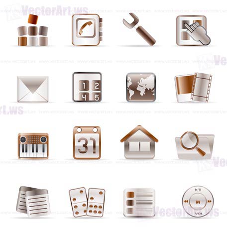 Mobile Phone and Computer icon - Vector Icon Set