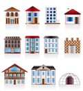 Various variants of houses and buildings - Vector Illustration