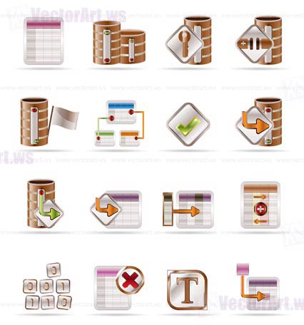 Database and table icons - Vector Icon Set