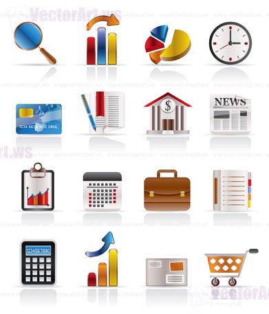 Business and Office Realistic Internet Icons - Vector Icon Set 3