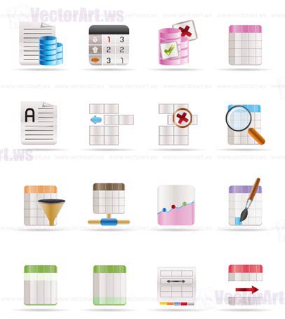 Database and Table Formatting Icons - Vector Icon Set