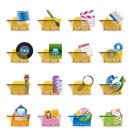 Computer and Phone Icons - Folders - Vector Icon Set