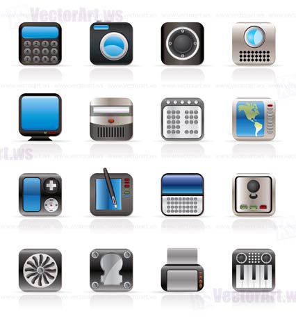 Hi-tech and technology equipment - vector icon set 4