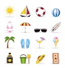 Realistic Summer and Holiday Icons - Vector Icon Set