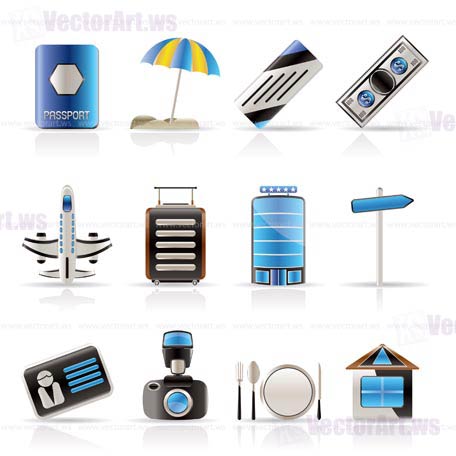 Travel, Holiday and Trip Icons -  Vector Icon Set