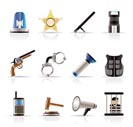 law, order, police and crime icons - vector icon set