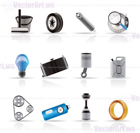 Realistic Car Parts and Services icons - Vector Icon Set 2