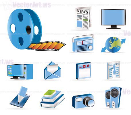 Media and information icons - Vector Icon Set