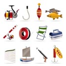 Fishing and holiday icons - vector icon set