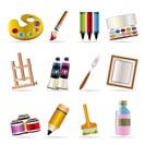 painter, drawing and painting icons -  vector icon set