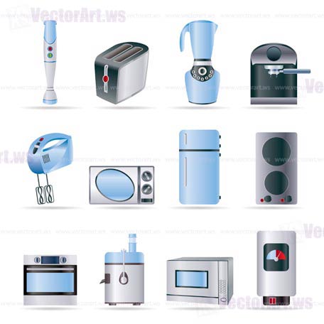 Kitchen and home equipment icons - vector icon set