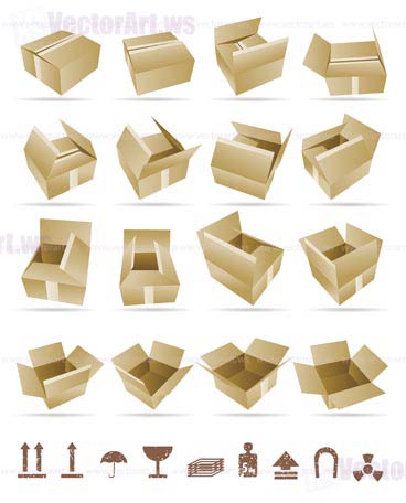 Vector Illustration of shipping box vector and Box Icon and Signs