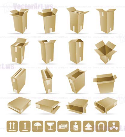 Vector Illustration of shipping box vector and Box Icon and Signs