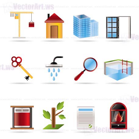 Realistic Real Estate icons - Vector Icon Set