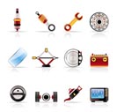 Realistic Car Parts and Services icons - Vector Icon Set 1