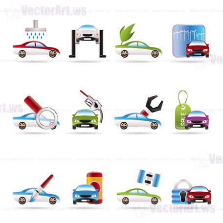 car and automobile service icon - vector icon set