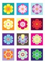 different color flower icon - vector illustration