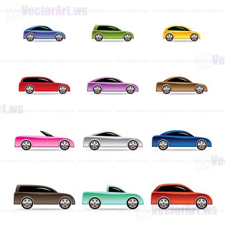 different types of cars icons - Vector icon set