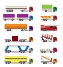 different types of trucks and lorries icons - Vector icon set