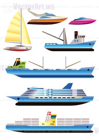 different types of boat and  ship icons - Vector icon set