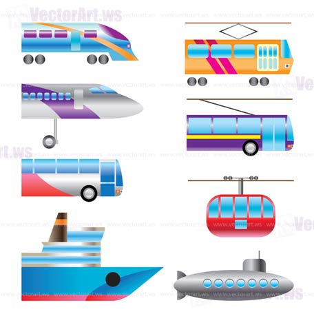 different types of transportation icons - Vector icon set