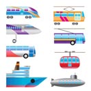 different types of transportation icons - Vector icon set