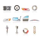 Realistic Car Parts and Services icons - Vector Icon Set 1