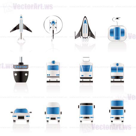 Travel and transportation icons - vector icon set