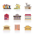 different kind of houses and buildings - Vector Illustration 1