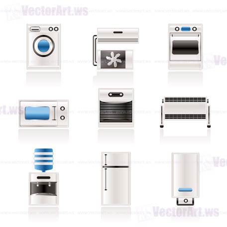 Home electronics and equipment icons - vector icon set