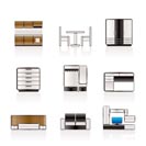 Furniture and furnishing icons - vector icon set