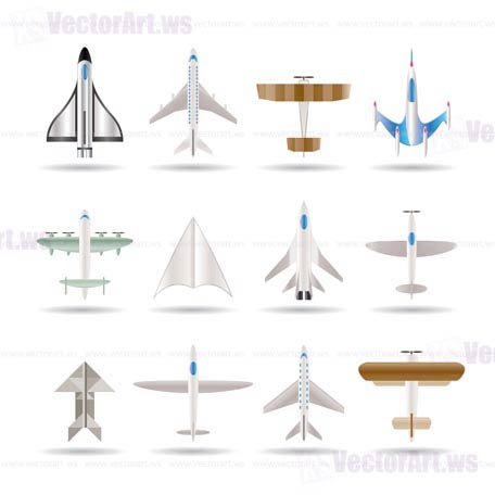 different types of plane icons - vector icon set