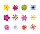 12 abstract flower icons -vector icon set