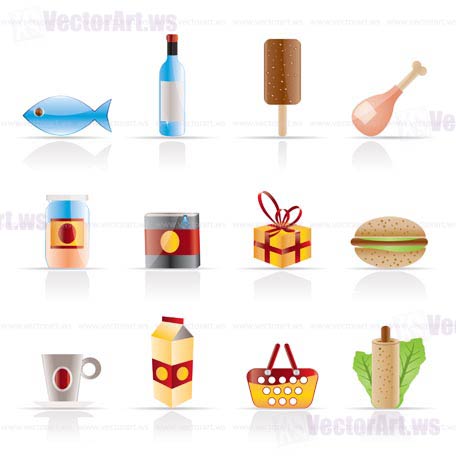 Shop, food and drink icons - vector icon set