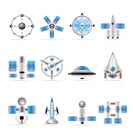 different kinds of future spacecraft icons - vector icon set