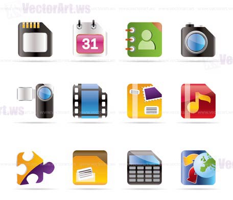 Mobile Phone, Computer and Internet Icons - Vector Icon Set